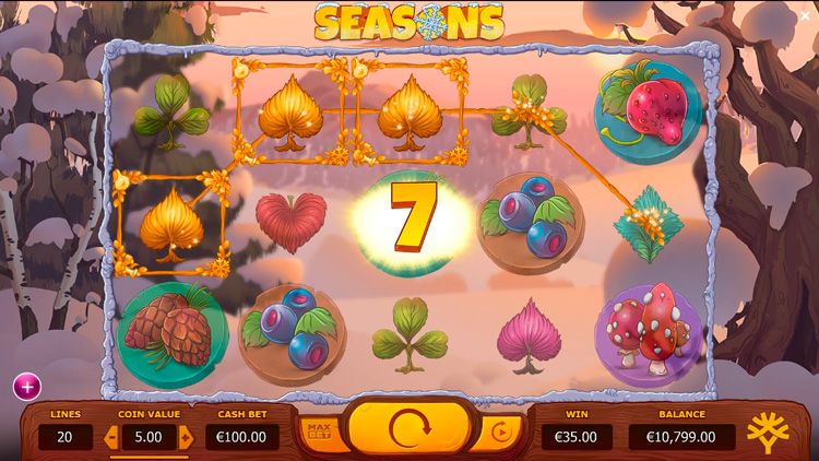 Выигрыш в слоте Seasons